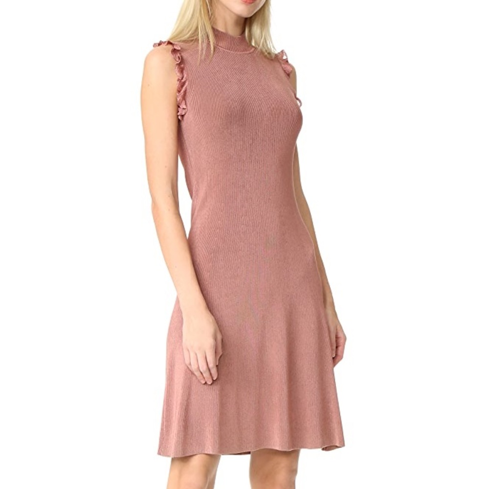 Nina Ricci Rose Pink Knit Dress with Ruffles